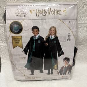 NIB Harry Potter Slytherin Hooded Robe Embroidered Child Costume Halloween M 7/8